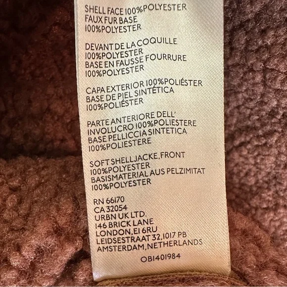 NWT Free People Diogo Oversized Colorblock Faux Sherpa Suede Brown Coat Jacket - Picture 8 of 12